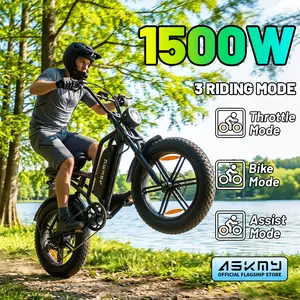 ASKMY E500 Fat Tire Electric Bike for Adults | 1500Wh Peak Motor | 48V 15Ah Long Range Battery | Up to 35MPH High Speed | 20"x4.0" All-Terrain Tires | Dual Suspension | UL 2849 Certified for Urban & Off-Road Riding
