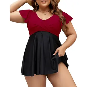 Women's Plus Size Tankini Swimsuits Swim Dress Tummy Control Bathing Suits Two Piece High Waisted Swimwear 2025