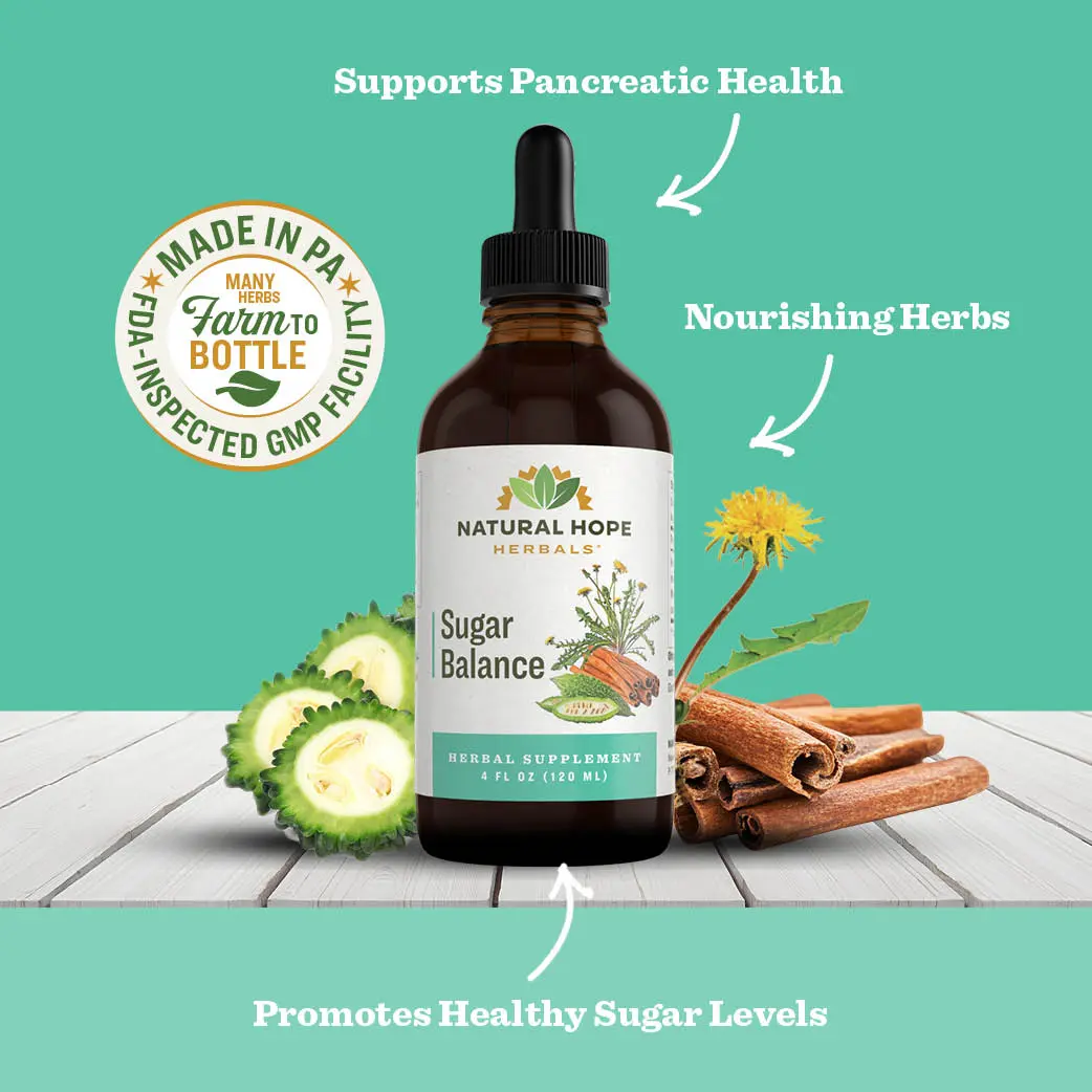 Sugar Balance Edible Herbal Blend Drops - All-Natural Liquid Dietary Supplement, Organic Nourishing Herbs for Blood Sugar Support, Recommended 2 to 4 Times Daily
