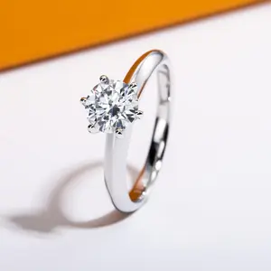 Moissanite Ring, 2/2.5/3CT Round Brilliant Cut Six Prong Solitaire Gold Plated 925 Sterling Silver Engagement Promise Wedding Rings princess cut ring halorings