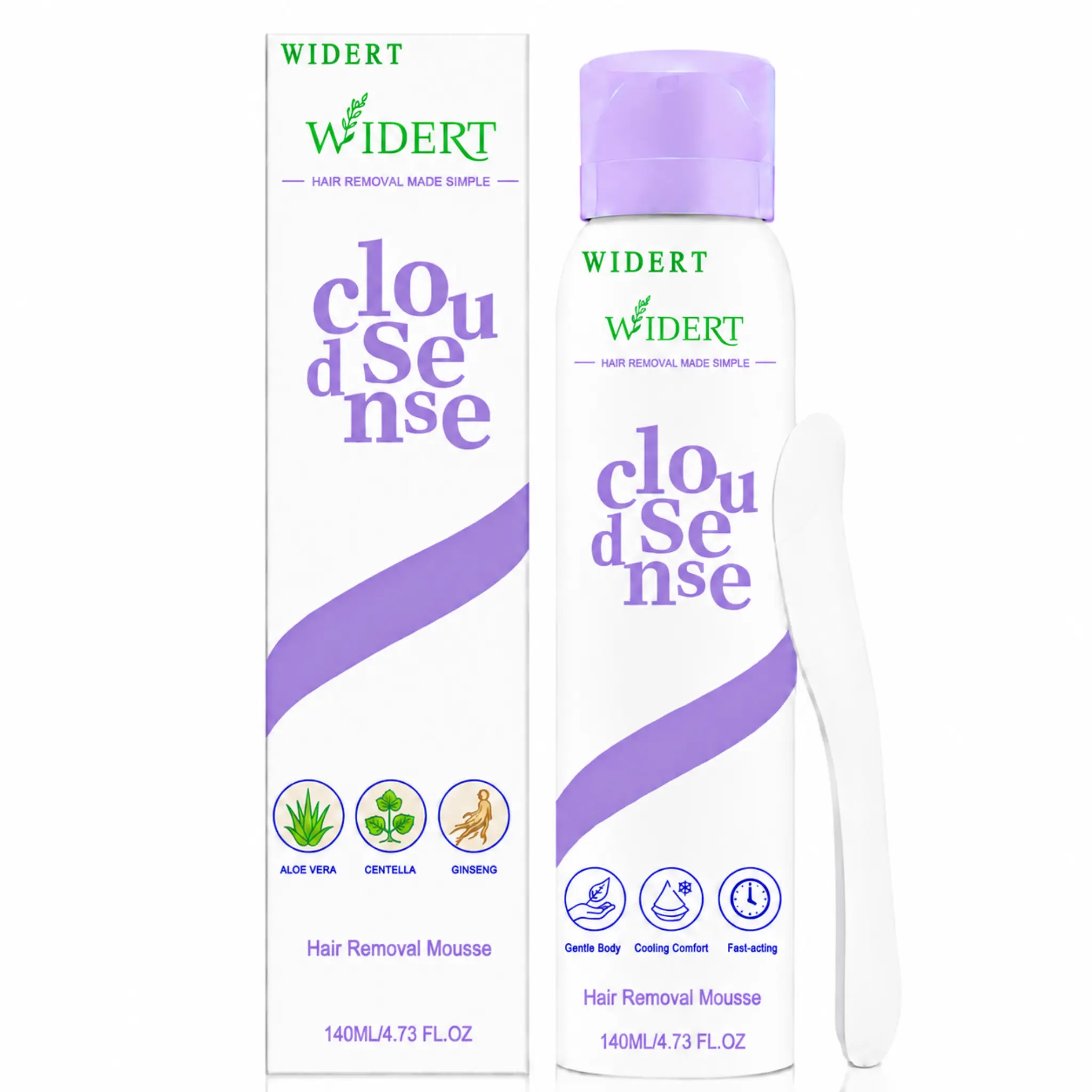 WIDERT  Bikini Pain-Free Hair removal spray for Sensitive Skin，Hypoallergenic Formula -Gentle & Fast-Acting Hair removal spray，Ginseng、Aloe & Hyaluronic Acid for Soothing Care,Suitable for Men & Women