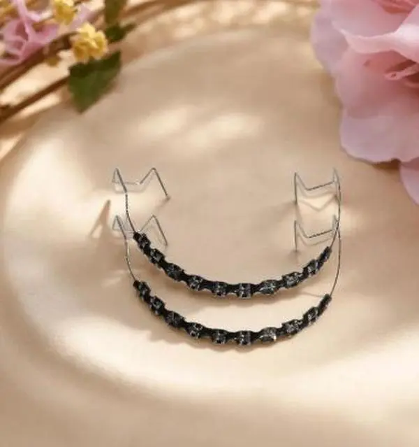 Temporary Braces Kit Stainless Steel Adjustable Durable Metal Orthodontic Brackets with Hook, Customizable Oral Use Accessory & Ligature Ties for Unique Smile Enhancement, Adult Teeth