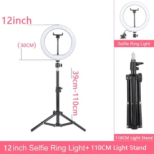 LED Selfie Ring Light with Adjustable Brightness, 3 Modes Photography Lamp, Includes 110cm Tripod Stand for Phone Video Live Streaming