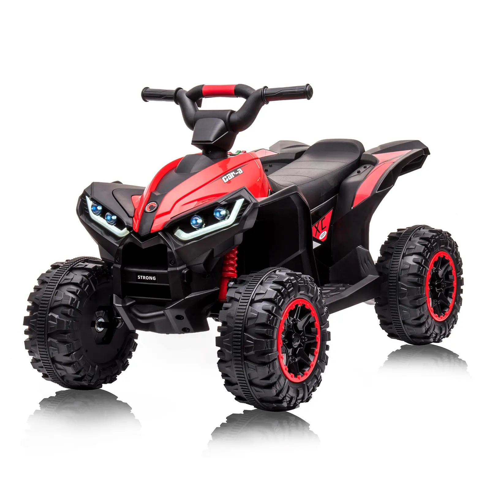 【Christmas Gift】Acekool 12V Safety Certified Unisex 3-4 Years Kids Ride-On 4 Wheeler ATV, 7 Ah Battery-Powered All Terrain Outdoor Toy with PP Plastic, Iron Build, Bluetooth Radio, LED Lights, High-Low Speeds, Red