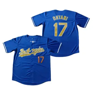 Men's Baseball Jersey #17 Letter & Figure Patched Button Front Casual Loose Short Sleeve V Neck Top for Fall Winter Athletic Training Apparel