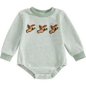 Unisex Baby Boy Girl Romper Waffle Newborn Infant Onesie Clothes Long Sleeve Bubble Oversized Romper Bodysuit Top