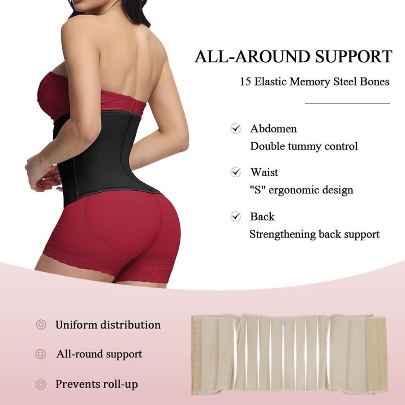 Moneyspeaks double layers Waist Trainer for Women Workout Waist Cincher Tummy Control Corset Shapewear Sports Girdle with Zipper Compression Spandex trainer woman