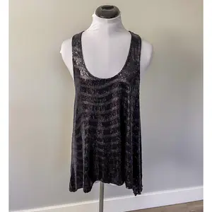 Bebe Black Sequin Party Night Out Racer Tank
