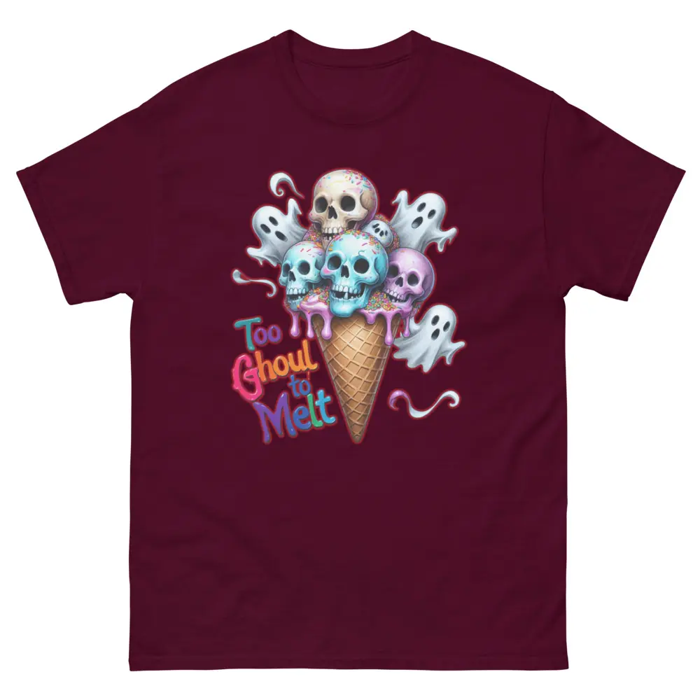 Too Ghoul to Melt Unisex Jersey T-Shirt, Halloween Shirt, Skulls and Ghosts Tee, Spooky Icecream Top, Halloween Graphic Tshirt