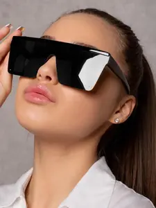 Unisex Simple Style Plain Color Sunglasses, Trendy Casual Sunglasses for Everyday Use, Fashion Accessories for Outdoor Activities