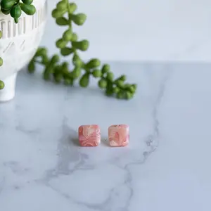 Square Pink Stud earrings
