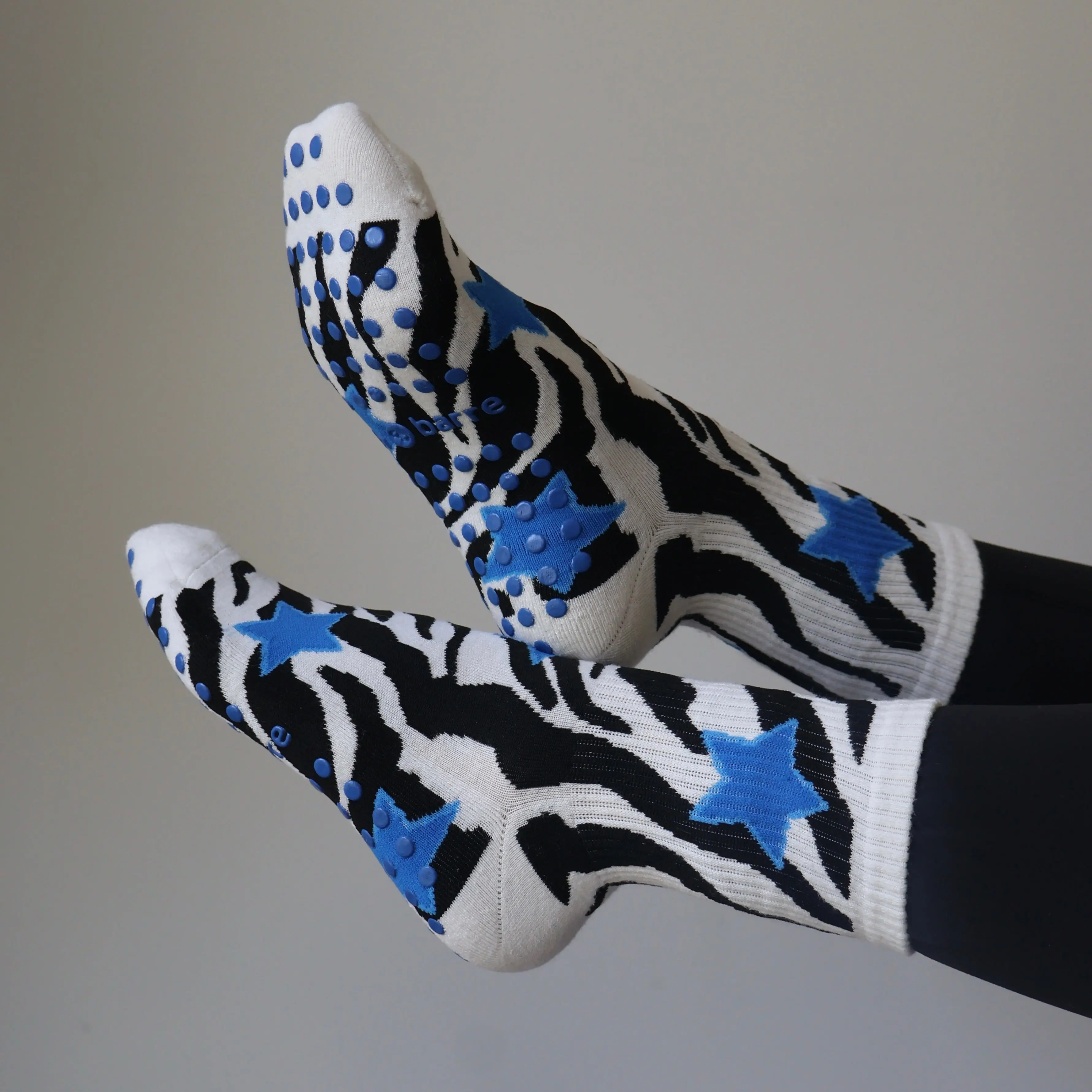 Zebra Star Grip Socks Cute Athletic Pilates - Zebra pilates socks - Cute barre grip socks