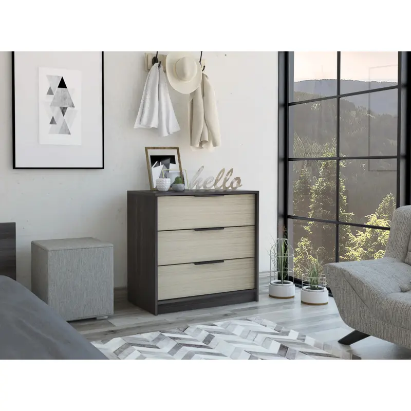 Kaia 3 Drawers Dresser Superior Top -Black Pine