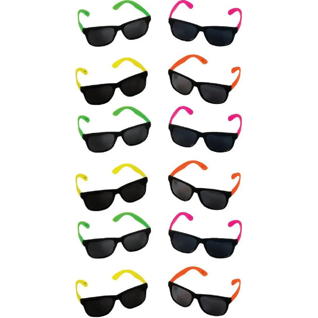 Rhode Island Novelty Assorted Neon Sunglasses, Pack of 12