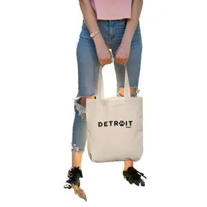 Detroit Organic Cotton Tote Bag for Women - Eco-Friendly Shopping Bag, Lightweight and Strong, Spacious Design, Comfortable Straps