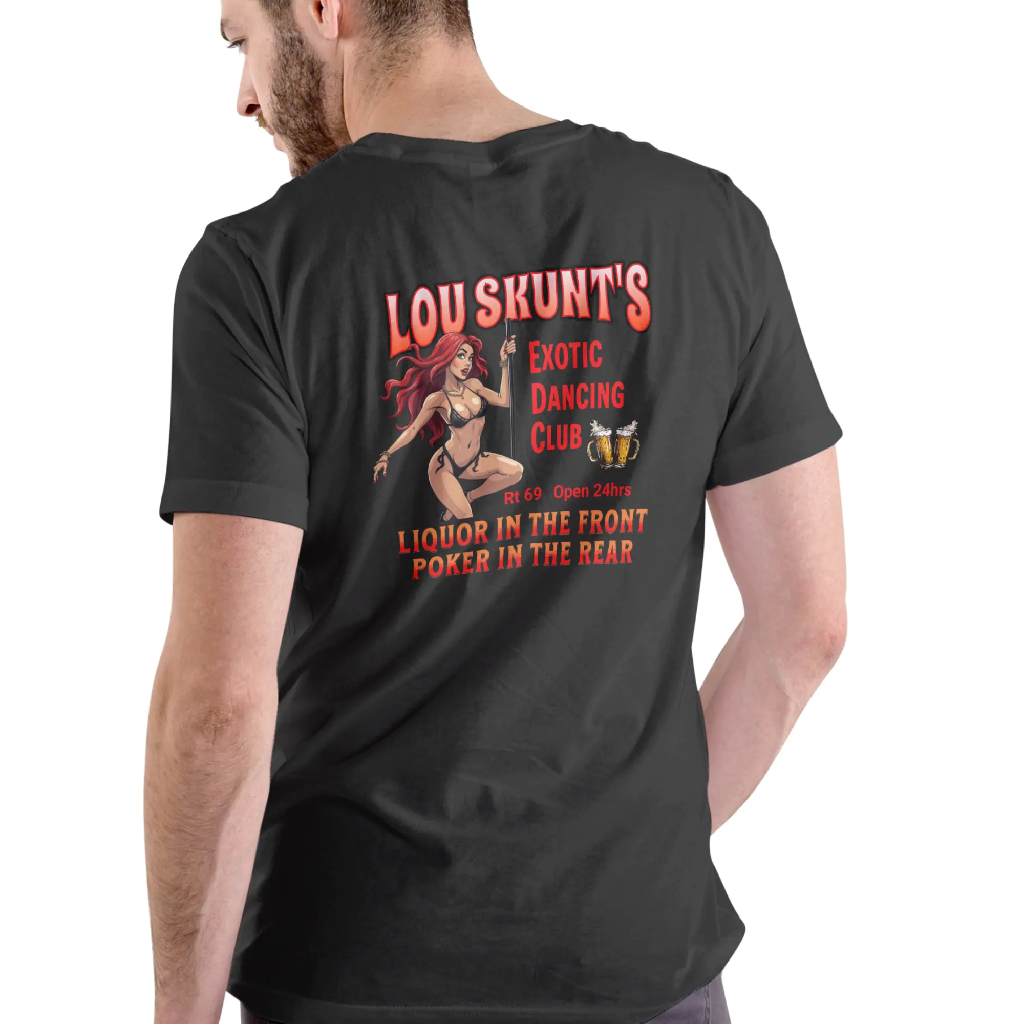 Men's Cotton Casual Short-Sleeve Graphic Tshirt - Soft Round Neck Unisex Top with Lou Skunt's Dancing Club Funny Meme Design