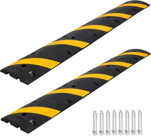 6FT Rubber Speed Bump, Speed Humps for Road, for Parking Lot, School, Warehouse, Hotel, Rated 66000 LBS