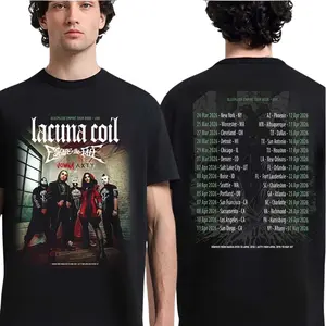 Lacuna Coil Sleepless Empire Tour 2026 North America T-Shirt, Gothic Metal Concert Graphic Tee, Band Fan Outfit for Men Women, Dark Streetwear Festival Summer Casual Cotton Apparel