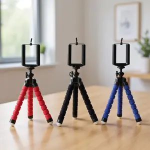 Smartphone Tripod Stand: Phone Holder Clip, Mobile Monopod, Octopus Mini Tripod, Travel Tripod for Photography and Video