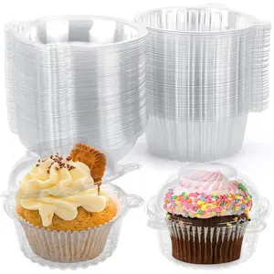 50-Pack Plastic Cupcake Containers with Seal-Tight Lids, 4.3x3.2 Inches Stackable Bakeware Kitchen Utensils for Wedding, Birthday Party Supplies tiktokshopspringglowup