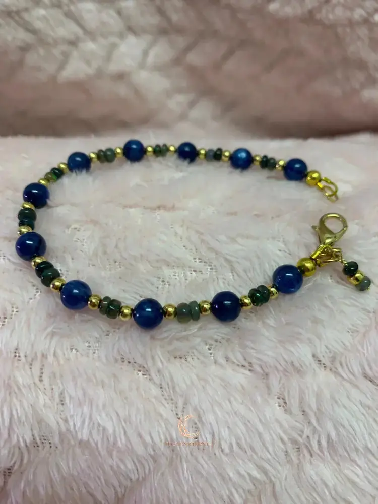 Kyanite Black Opal Bracelet - Ethiopian Opal 18K Gold Filled