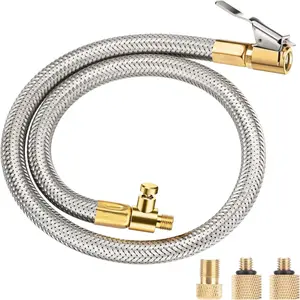 21" Tire Inflator Extension Hose Adaptor - Locking Air Chuck for Quick Connect to Portable Air Compressor car automotive truck tire deflator