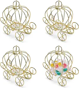 4Pcs Gold Cinderella Pumpkin Carriage Candy Box - Princess Carriage Centerpiece for Wedding Birthday Table Decor 4.9 X 3.1 X 4.7 Inch (Golden) - Home Improvement.