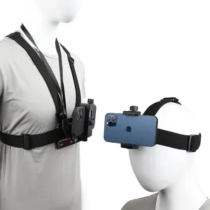 Mobile Chest Strap Harness Head Strap Kit for POV/VLOG, Cell Clip Compatible with iPhone,Samsung,GoPro Hero 9, 8,7, 6, 5, 4, 3,2, 1,AKASO,DJI Osmo,and Action Cameras…