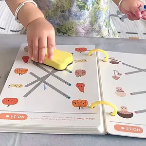 34-Page Reusable Writing Practice Book for Kids, Tracing Preschool Books, Number Tracing Shape Recognition Fine Motor Skills Training, New Year Christmas Gift