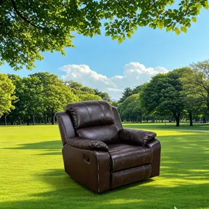 Ainehome Manual Recliner Sofa for Living Room Home Office & Home Theater Brown Breathing Leather Adjustable Zero Gravity Recliner with Hidden Storage Space