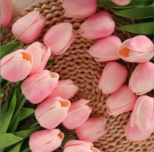 Porch decor,ennvaofficial 40 artificial tulips, realistic touch faux flowers for home decoration, artificial tulip bouquet, suitable for spring, Easter, Mother's Day, weddings, and restaurant table decoration (light pink)