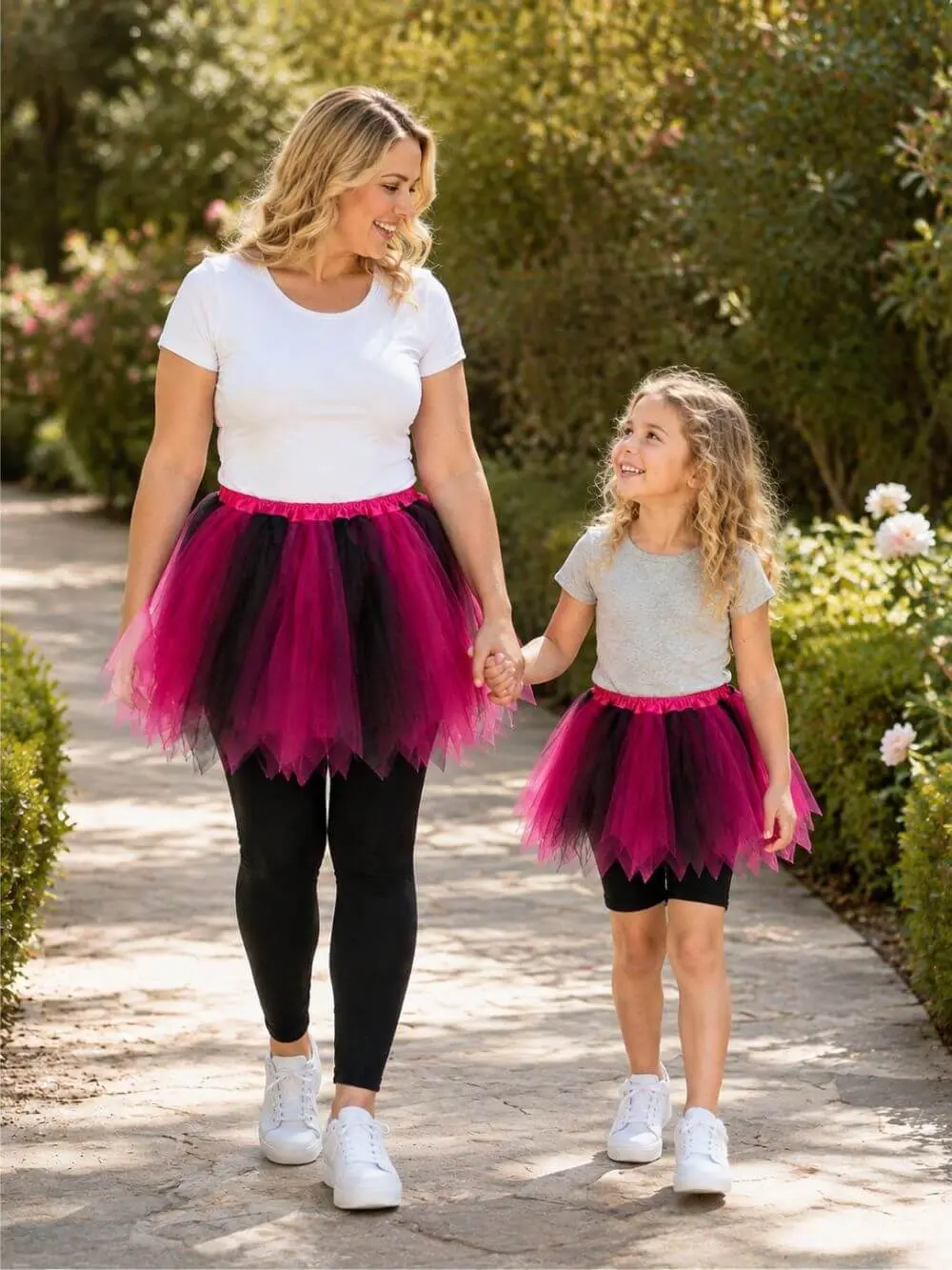 Hot Pink & Black Fairy Princess Dress Up Ballet Dance 5K Running Halloween Costume Pixie Tutu Skirt for Kids, Adults, Plus