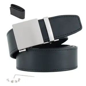 2nd Amen Stealth EDC Belt Leather Everyday Carry Ratchet Belt with Micro-Adjustable Ratchet Buckle, Standard Length (130CM) & Large Length (170CM)