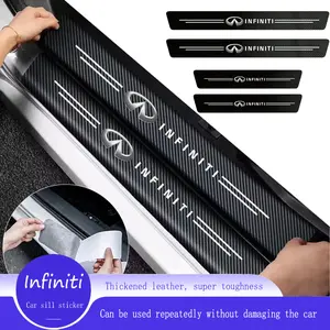 Car Door Threshold Carbon Fiber Door Sill Protection Strip Scuff Plate Decorative Sticker Badge Accessories For Infiniti