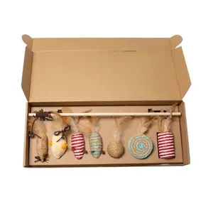 Cat Toy Wand Set, 7-Piece Gift Box, Teething & Entertainment, Mouse Design, Self-Entertainment Interactive Cat Wands, Pet Toys