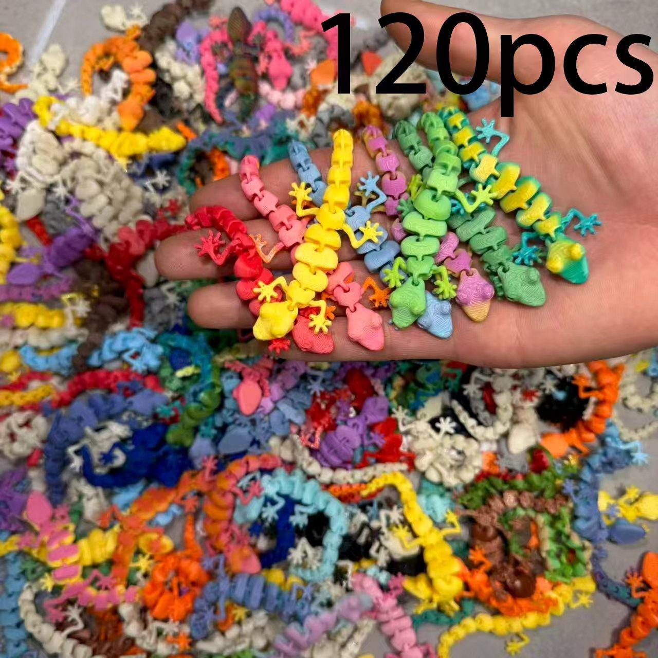 120 pieces of mini 3D printed gradient gecko decorations, suitable for home, car and desk decoration. Applicable for Christmas, Halloween, Easter, birthday gifts, party gifts, decoration and Halloween and Christmas decorations.