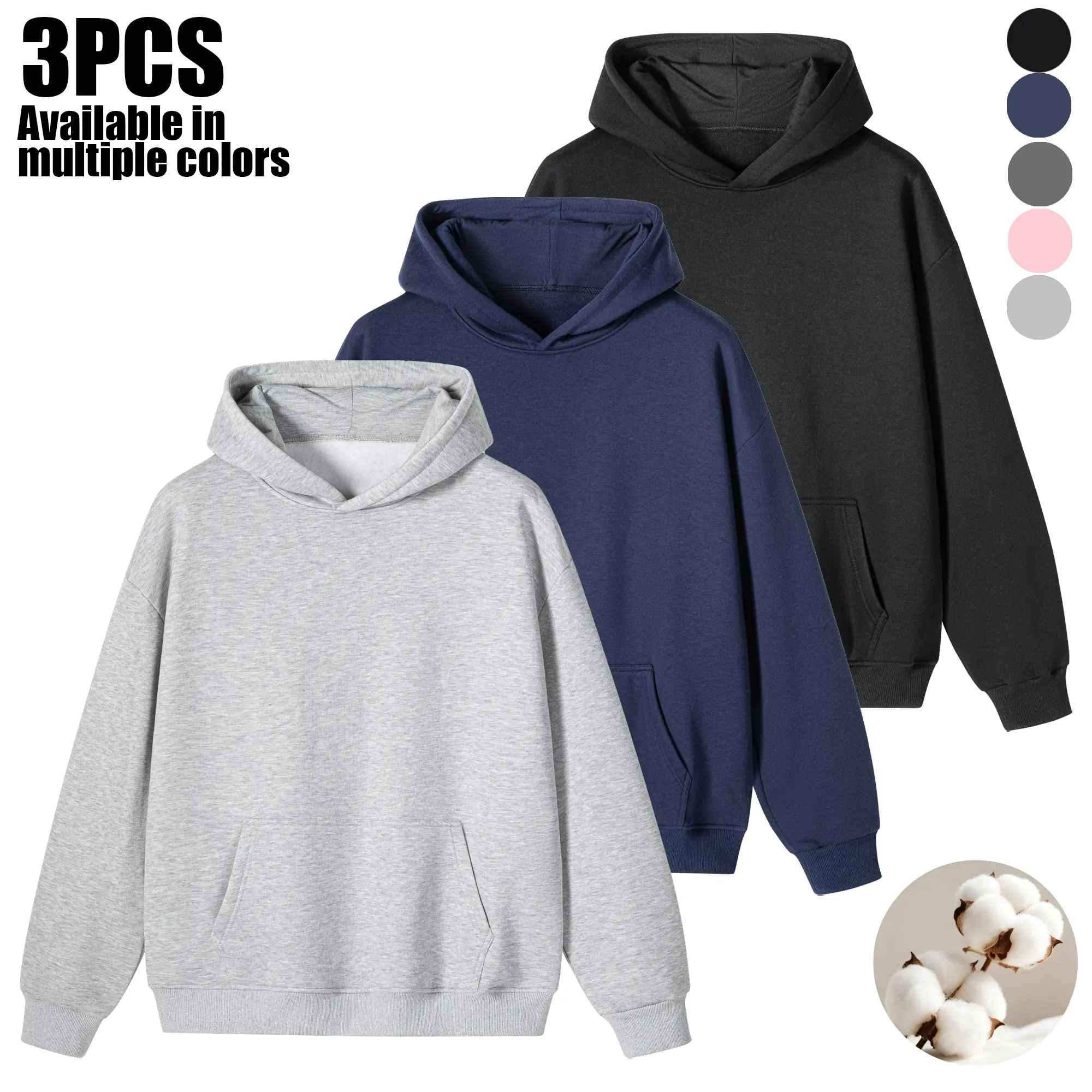 Men’s 1/2/3-Piece Blank Hoodie Set, Plain Stylish Cotton Pullover Longsleeves Fleece Sweatshirt, Regular Fit Casual Athleisure Wear Basic Top,sohochic