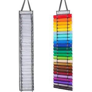 Vinyl Roll Holder, Vinyl Roll Storage Organizer Black Double-Sided Wall-Mount with 24 Compartments Craft Vinyl Storage Organizer