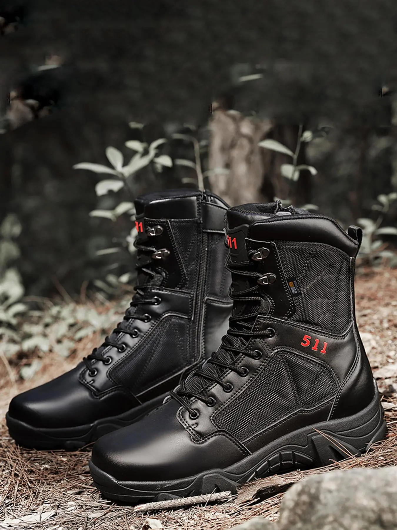 Men's Industrial Style Side Zipper Combat Boots, Tactical Combat Boots, Fashionable Anti-slip Boots for Outdoor Activities, Army Shoes, Special Forces Boots, Casual Comfortable Shoes for Daily Wear, Boy, Tactical Workboots, Industrial Footwear