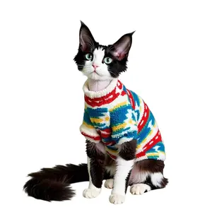 Autumn/Winter New Collection: Self-Warming, Lick-Resistant Stretch Cat Jumpsuit for Hairless Breeds (Sphynx/Devon Rex) with Fashion Print