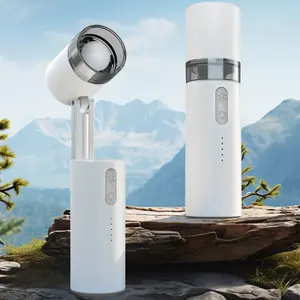 Handheld Turbo Fan with LED Light - 18000 RPM High-Speed Cooling, 5 Wind Speeds,3000mAh Rechargeable Battery, Ultra-Quiet Portable Fan for Office, Dorm, Travel, Camping,Sports & Outdoor