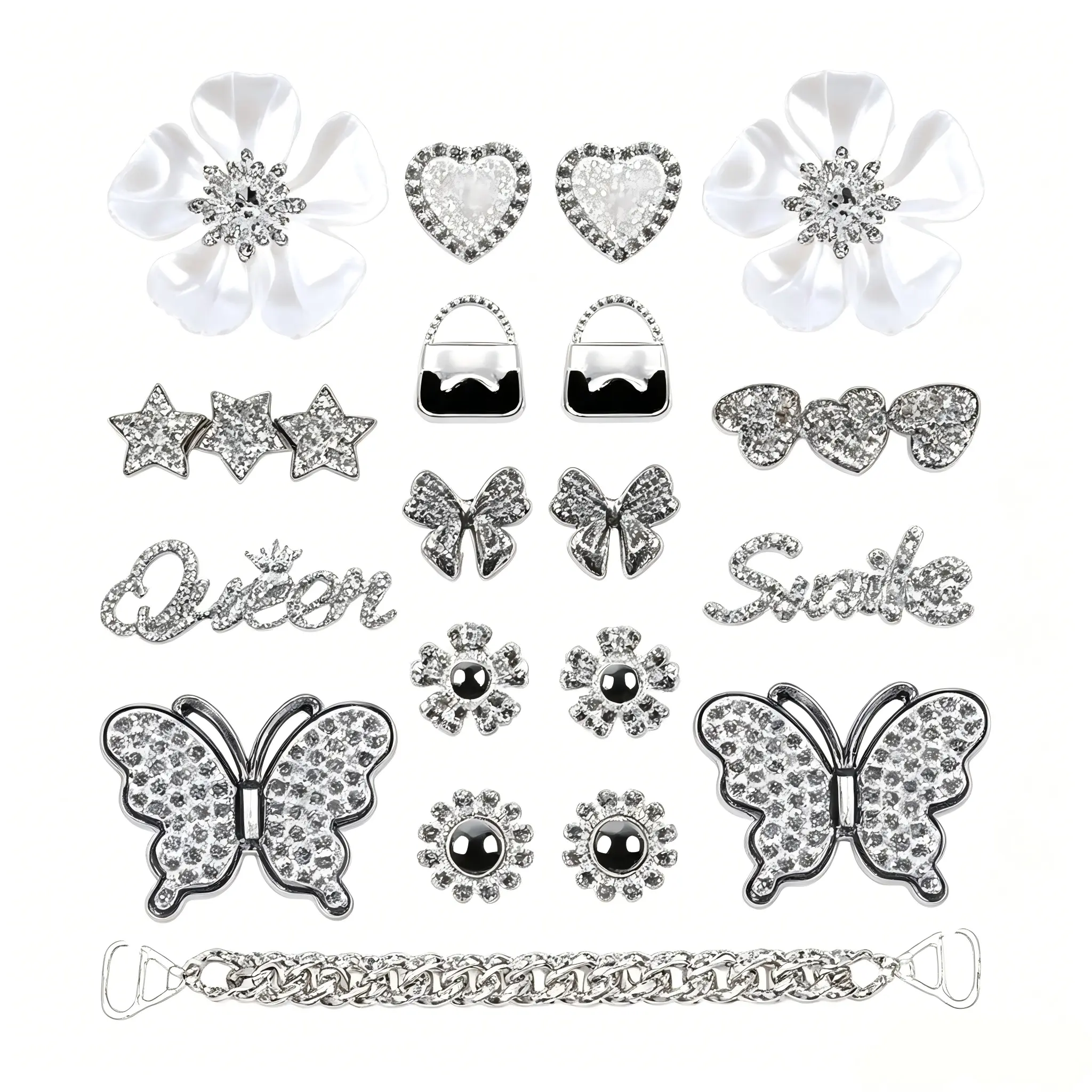 Bling Shoe Charms Designer Bling Chain Shoes Accessories for Women Girls Jewelry Cute Shoe Decoration Charms Butterfly Flower for Birthday Gifts Party Favors