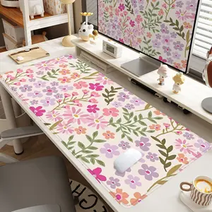 1pc Extra Large Floral Mouse Pad Pastoral Desk Pad,Computer Keyboard Mousepad with Non - Slip Rubber Base Durable Stitched Edge Perfect Gift for Home and Office, Office Desk Accessories