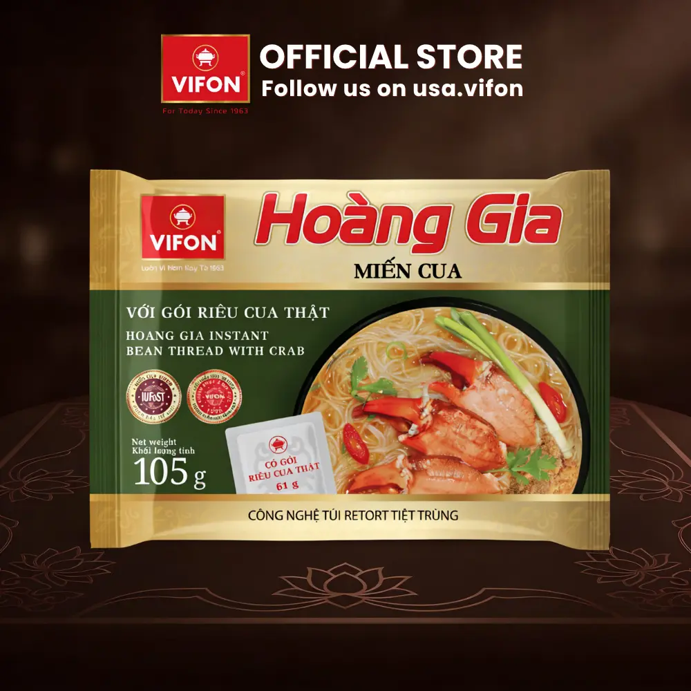 HOANG GIA Bean Thread Glass Noodle with Real Crab (Mien Cua) 3.7 oz each