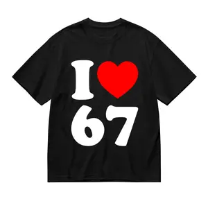 100% Cotton Top I Love 67 Year Old 67th Birthday Party Anniversary Retro 80s T-Shirt Round Neck Casual