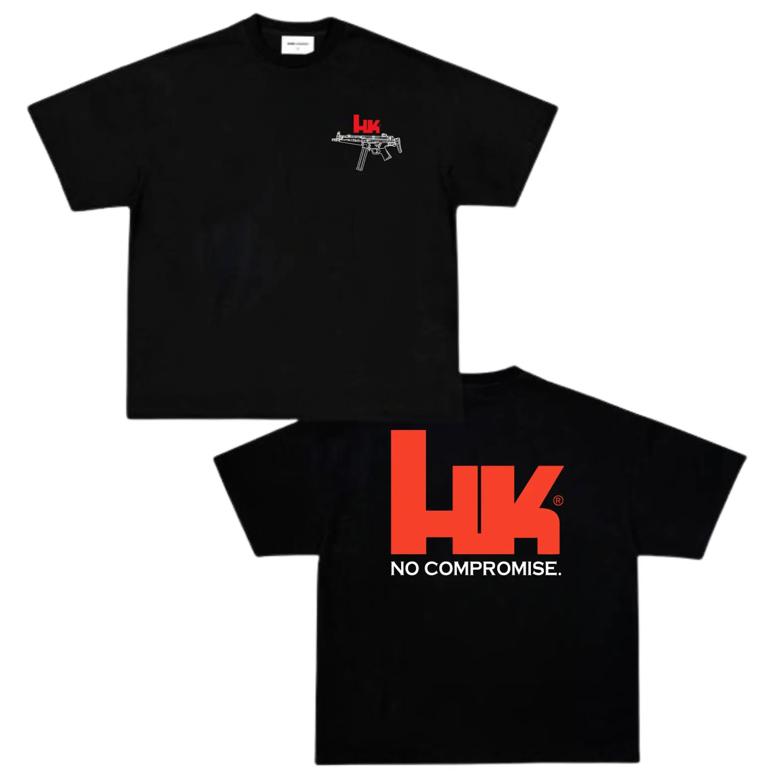 Men's Classic Streetwear T-Shirt with Vintage MP5 Graphic Print, Durable Short Sleeve Fitted Cotton Tee for Casual Wear