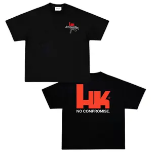 Men's Classic Casual Round Neck Shortsleeve Vintage Heckler & Koch MP5 Logo Graphic Print Durable Cotton Anvil Tee, XXL Black - Casual T-Shirts, Men's Top, Tshirt