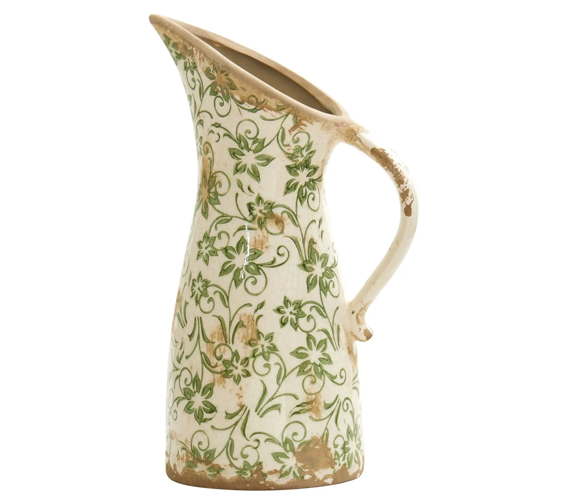 Nearly Natural 10" Tuscan Ceramic Green Scrollitcher Vase Nearly Natural 10" Tuscan Ceramic Green Scrollitcher Vase