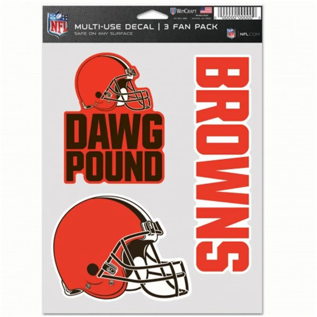 Wincraft NFL Cleveland Browns Football Team Logo Multi-Use Decals, Sports Collectibles Fan Pack - Pack of 3