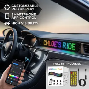 Car LED Matrix Panel Flexible Soft Screen Customizable Scrolling Display for Car Interior RGB Programmable Message Sign with Remote Control USB Powered Editable Digital Welcome Sign Auto Accessories for Vehicles